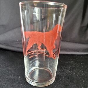 Vintage Single Red Irish Setter Dog Drinking Juice Glass Approx 5x2.5"